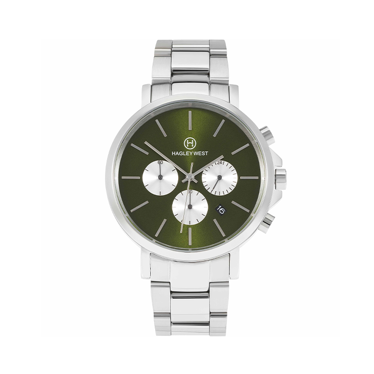 Chrono Collection | Green & Silver Watch | Men's Watches | Hagley West