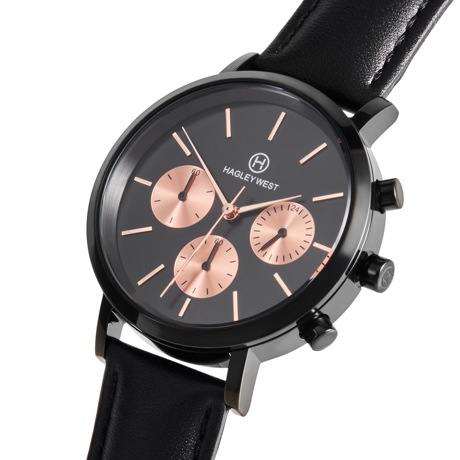 Reina Sant Lluis | Black & Rose Gold Watch | Women's Watches | Hagley West